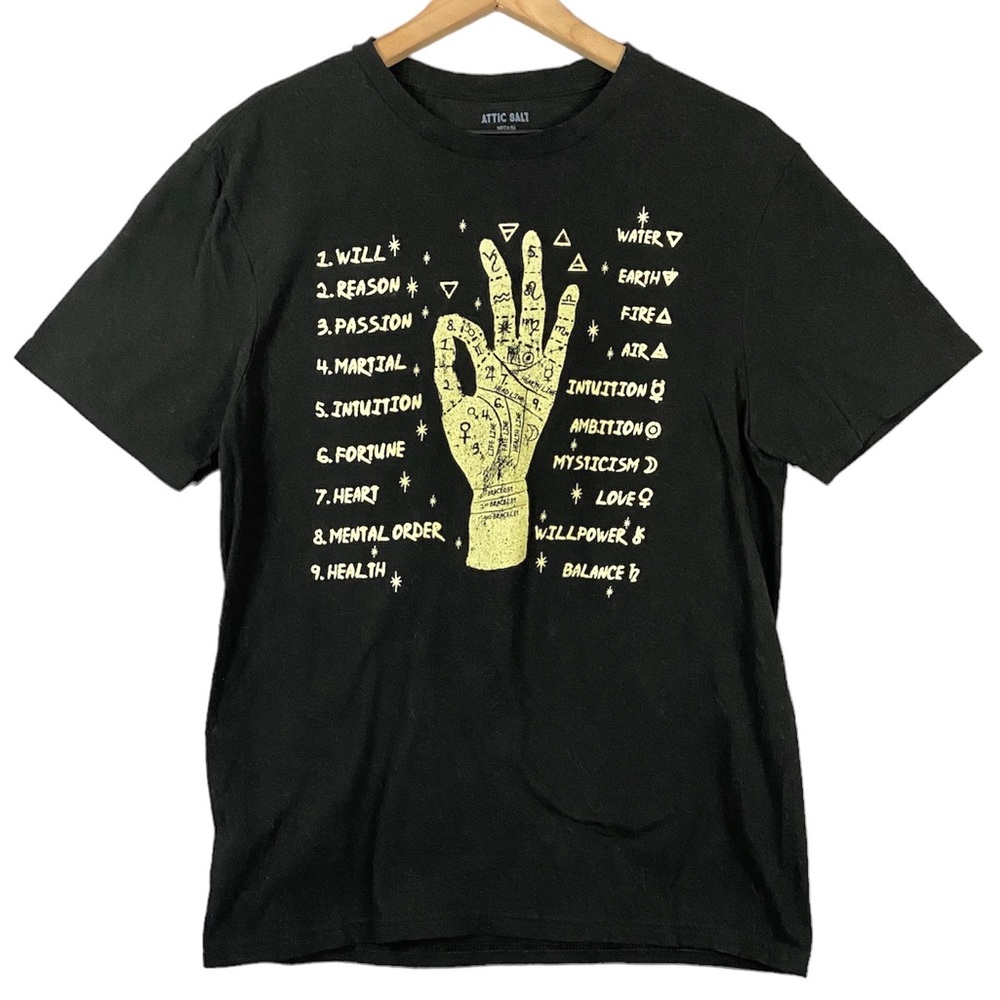 Men’s Attic Salt Black & Yellow Crewneck Graphic Tee Size Medium